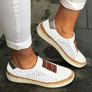 Soft Leather Hollow-Out Casual Breathable Sneakers